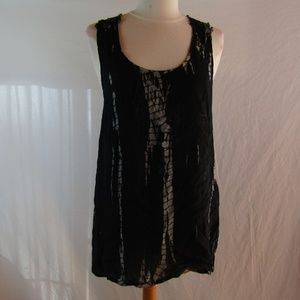 Fun & Flirt Black Gray Tank Crochet Back Sz S EUC